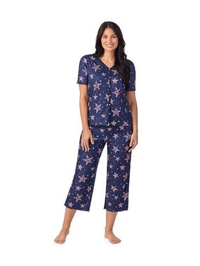 NWT Cuddl Duds Pointelle button-front Pajama Top & Cropped Bottoms, size Medium
